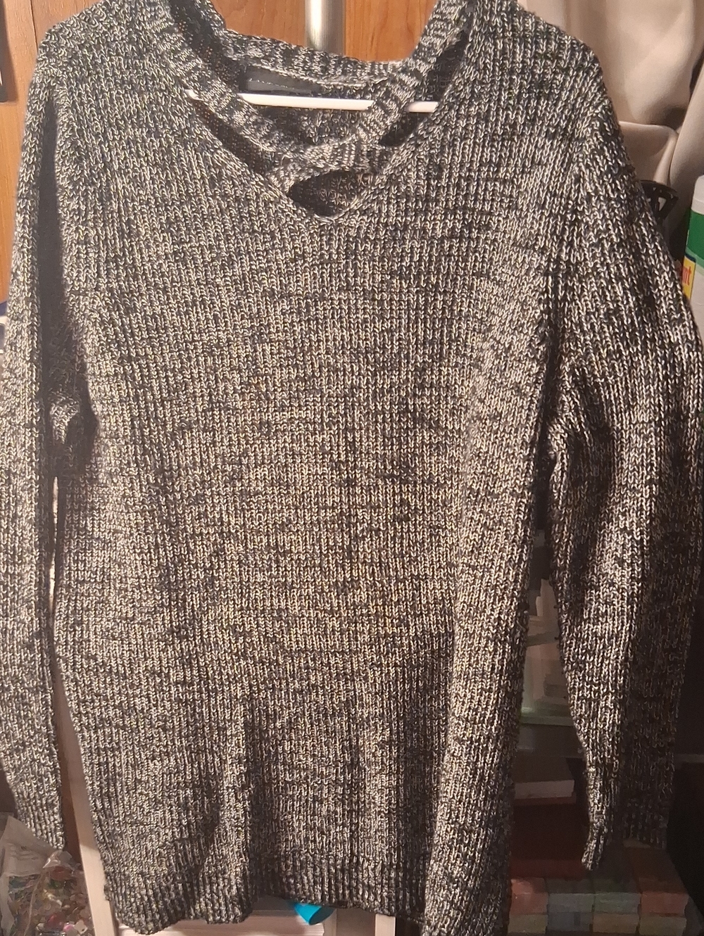 Lane Bryant Black & White Marled Cowl Sweater Dress